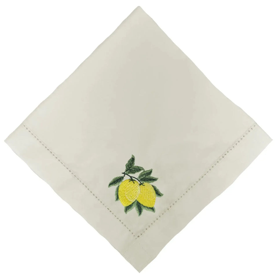 Guardanapo 100% Algodão Ponto Ajour Cru Limão Siciliano