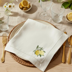 Guardanapo 100% Algodão Ponto Ajour Cru Limão Siciliano