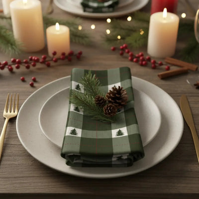 Guardanapo Xadrez Linho Verde Natal