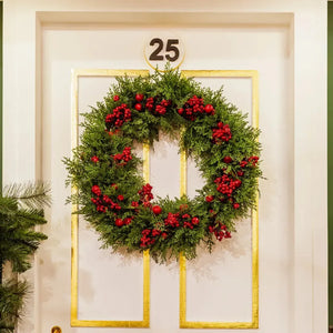 Guirlanda Decorativa Natal Barries e Folhagens Vermelha / Verde 60cm