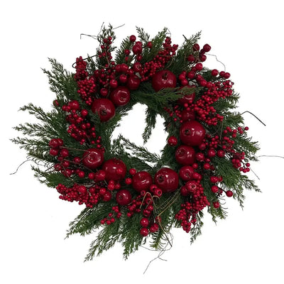 Guirlanda Decorativa Natal Barries e Folhagens Vermelha / Verde 66cm