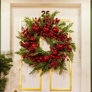 Guirlanda Decorativa Natal Barries e Folhagens Vermelha / Verde 66cm