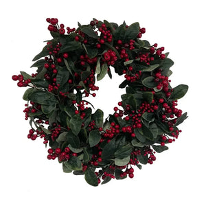 Guirlanda Decorativa Natal Barries e Folhagens Vermelha / Verde 71cm