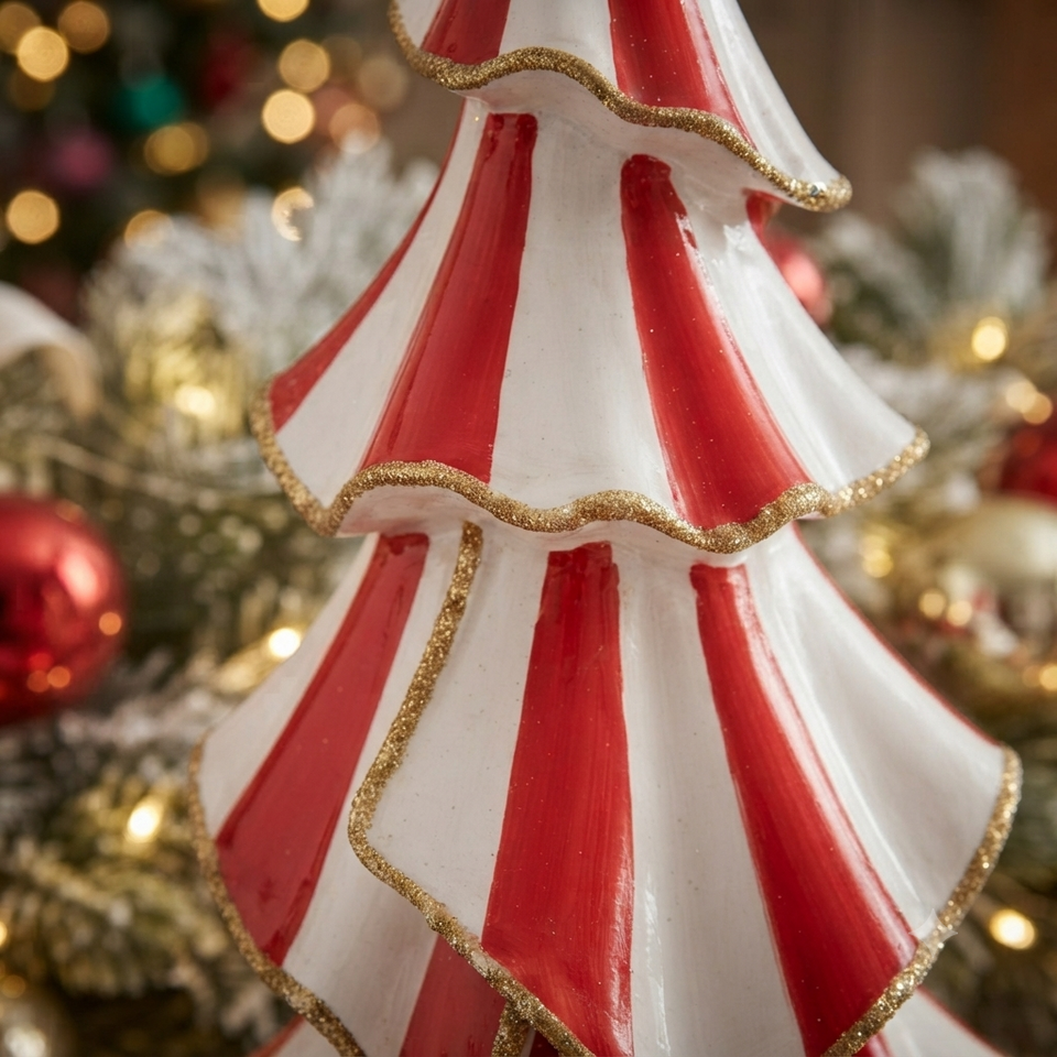 PRÉ-VENDA: Mini Árvore Decorada Natal Topiaria em Resina