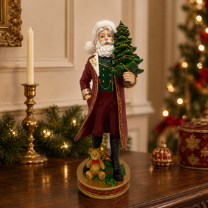 Papai Noel com Árvore Natal Resina Vermelho e Verde