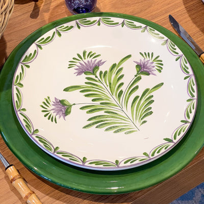 Prato Raso Cerâmica Sinuoso 27cm Flor de Alcachofra