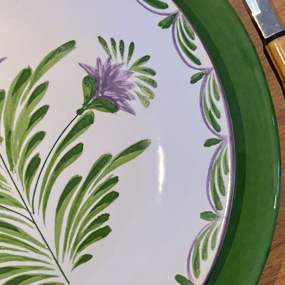 Prato Raso Cerâmica Sinuoso 27cm Flor de Alcachofra