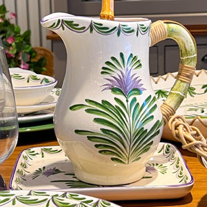 Suporte Raso Cerâmica Grande Flor de Alcachofra