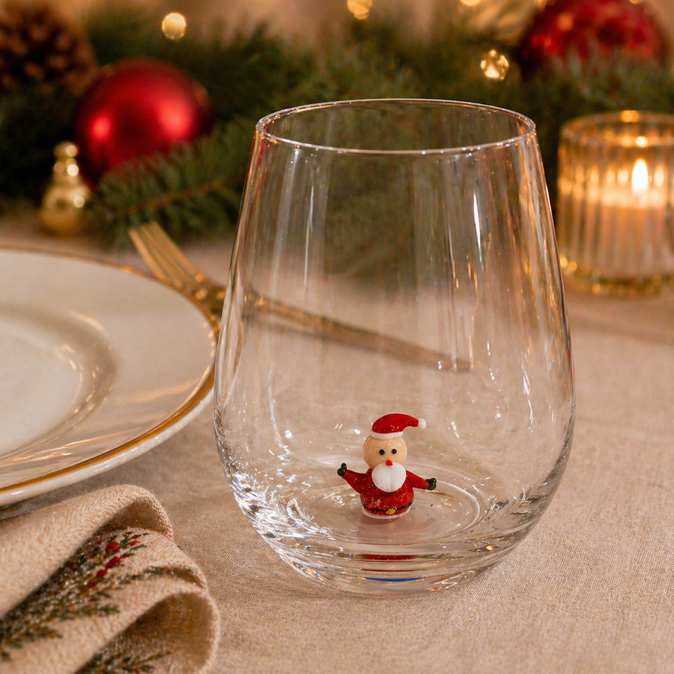 Conjunto 4 Copos Vidro Papai Noel Natal