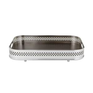 Bandeja Oblonga Prata com Fundo Madeira Madeleine Classique 60x40cm St. James