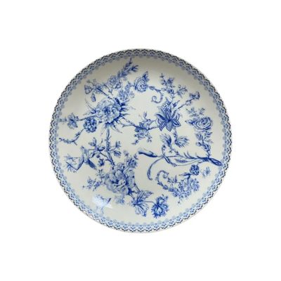 Jogo 4 Pratos de Sobremesa New Bone China Hortênsia 19cm Azul L'Hermitage