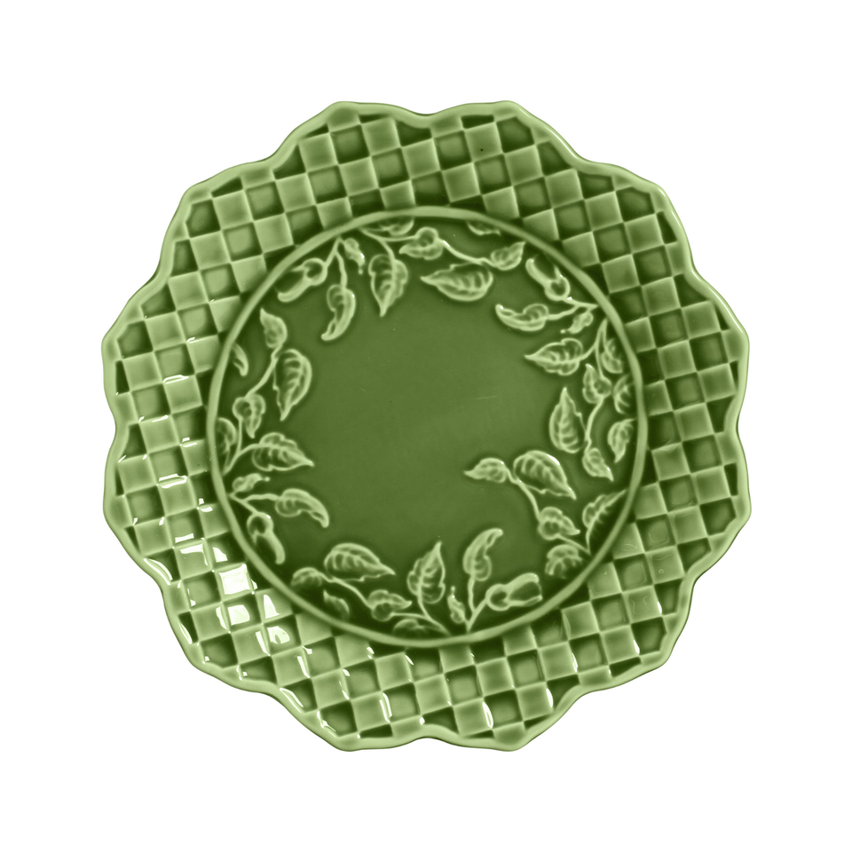 Jogo 6 Pratos Rasos Cerâmica Verde Florença 27cm Scalla