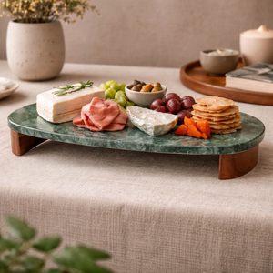 Bandeja Oval Mármore / Madeira 5x36x13,5cm Green Marble