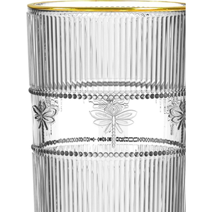 Jogo 6 Copos Altos em Vidro Gold Rim Libélula 350ml L'Hermitage