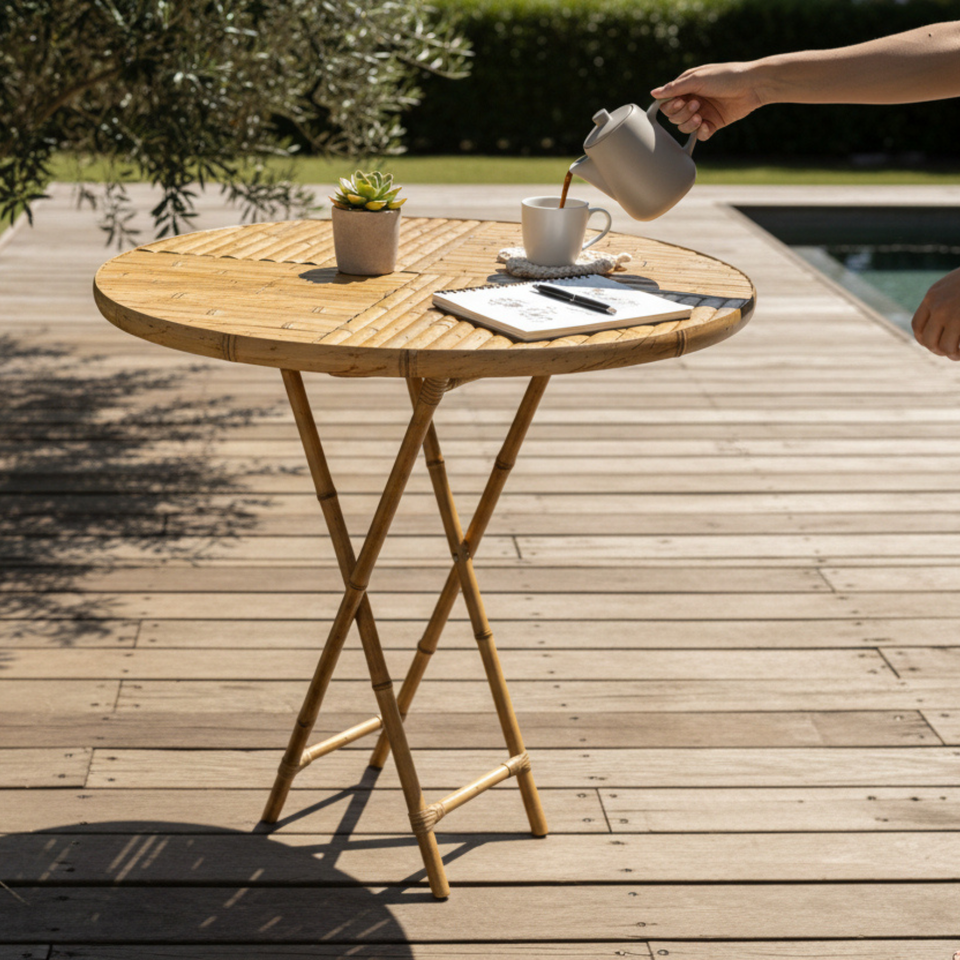 Mesa de Apoio com Cavalete de Bambu 80x60cm