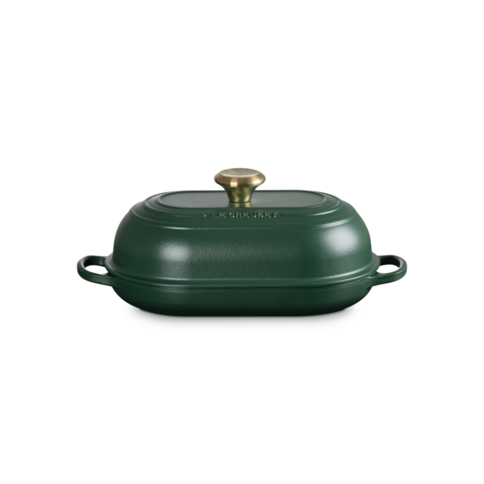 Panela Le Creuset para Pão Oval Signature Foret com Pegador Dourado 29cm