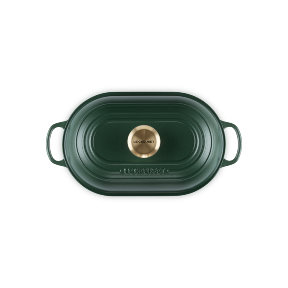 Panela Le Creuset para Pão Oval Signature Foret com Pegador Dourado 29cm