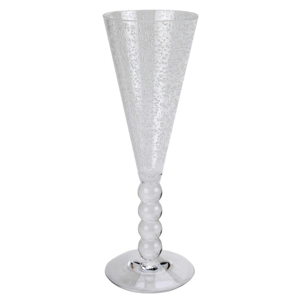 Taça Champanhe Acrílico Detalhes Bolas e Bolhas Dêgrade Transparente 250ml