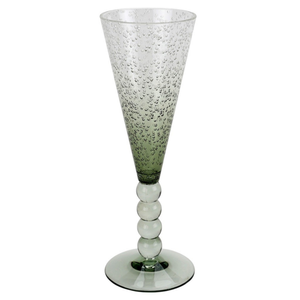 Taça Champanhe Acrílico Detalhes Bolas e Bolhas Dêgrade Verde 250ml