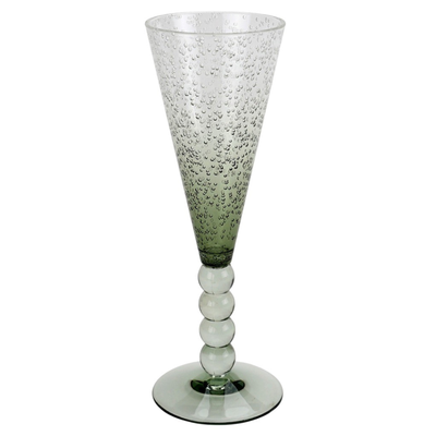 Taça Champanhe Acrílico Detalhes Bolas e Bolhas Dêgrade Verde 250ml