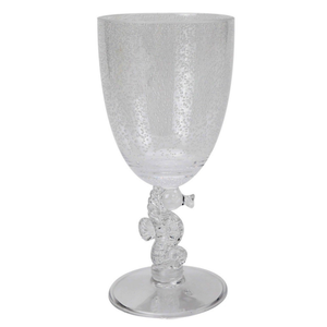 Taça Acrílico Detalhes Cavalo Marinho e Bolhas Transparente 350ml