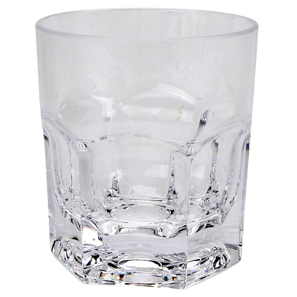 Copo Baixo Acrílico Sextavado Transparente 250ml