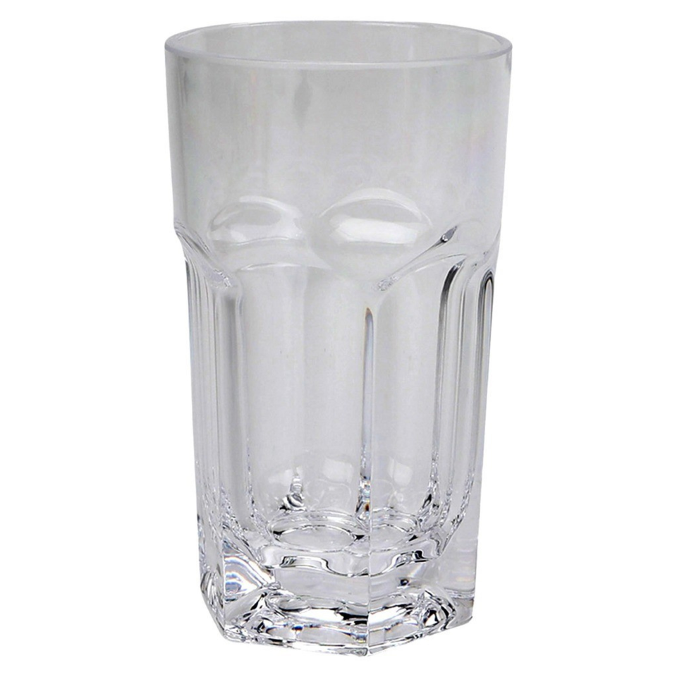 Copo Longo Acrílico Sextavado Transparente 400ml