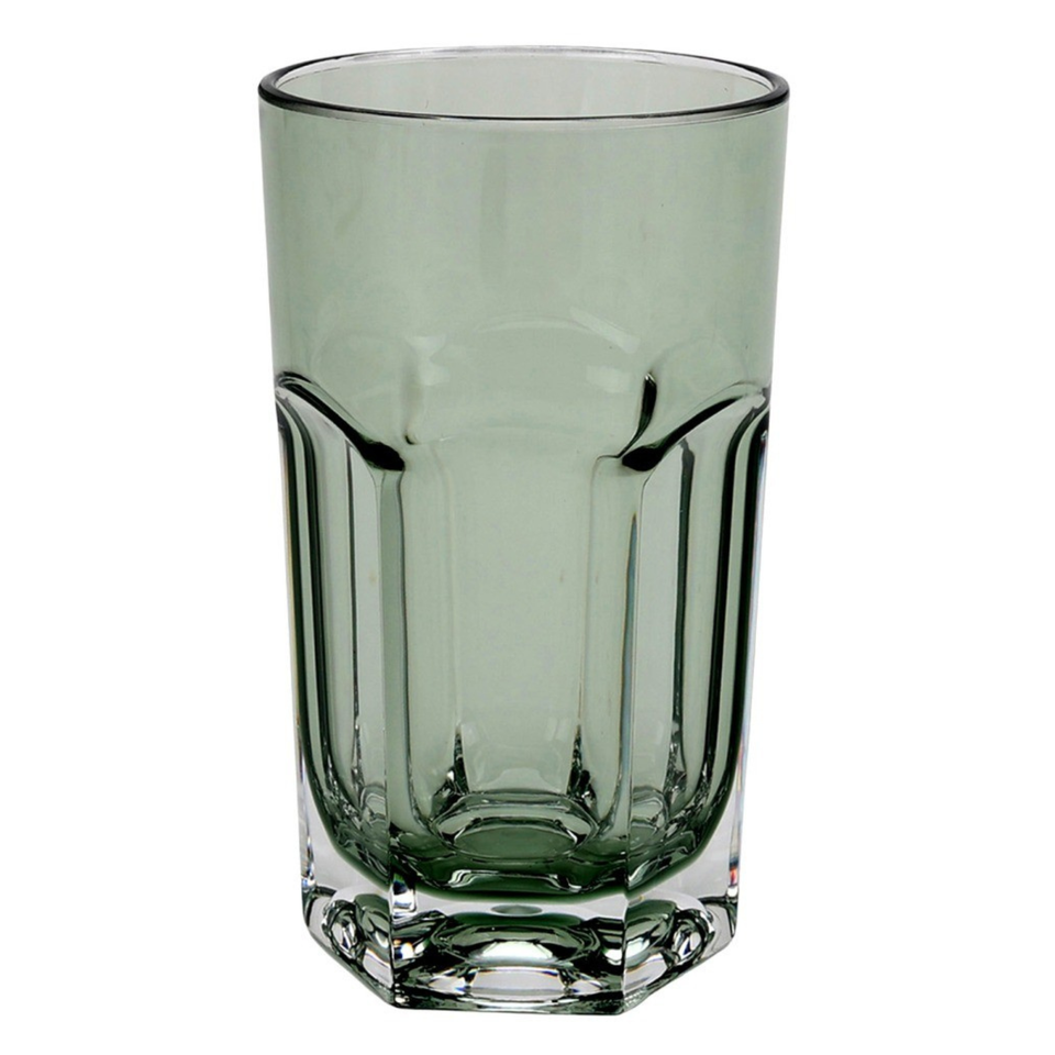 Copo Longo Acrílico Sextavado Verde 400ml