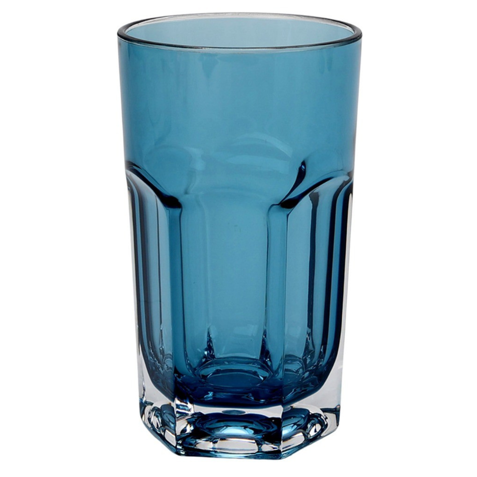 Copo Longo Acrílico Sextavado Azul 400ml