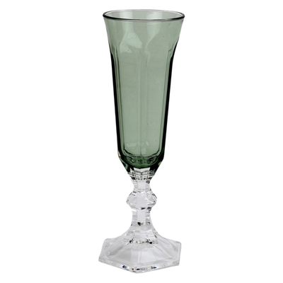 Taça Champanhe Acrílico Sextavada Verde 200ml