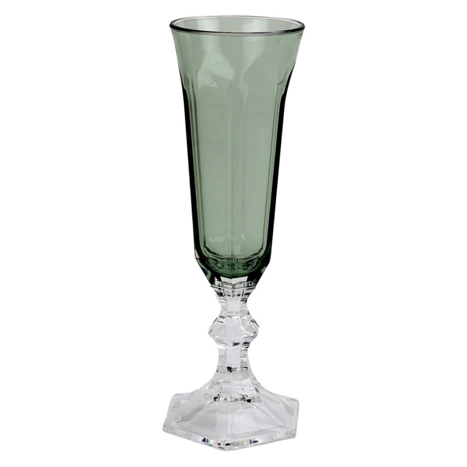 Taça Champanhe Acrílico Sextavada Verde 200ml