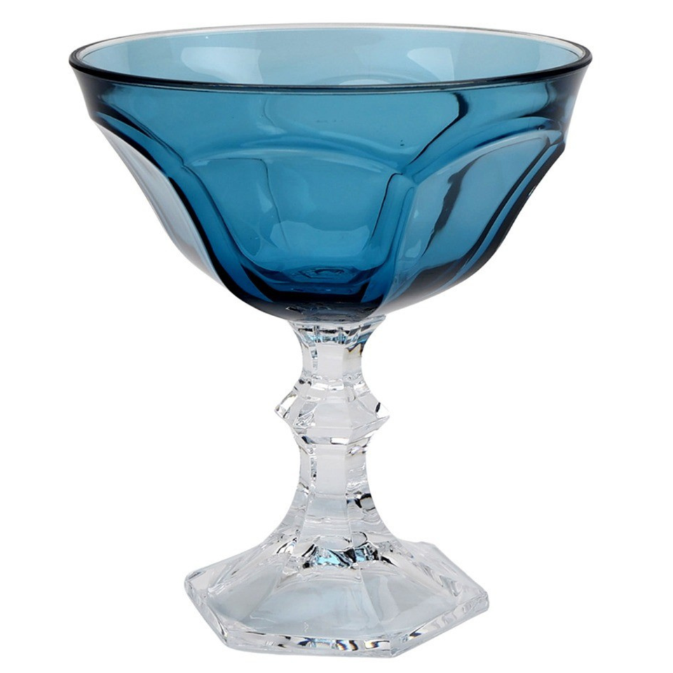 Taça Sorvete Acrílico Sextavada Azul 400ml
