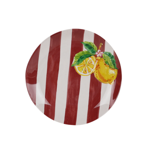 Prato de Sobremesa Melamina Desenho Limão Vermelho 22cm