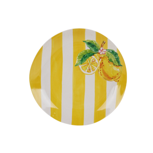 Prato de Sobremesa Melamina Desenho Limão Amarelo 22cm