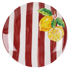 Prato Raso Melamina Desenho Limão Vermelho 27,7cm