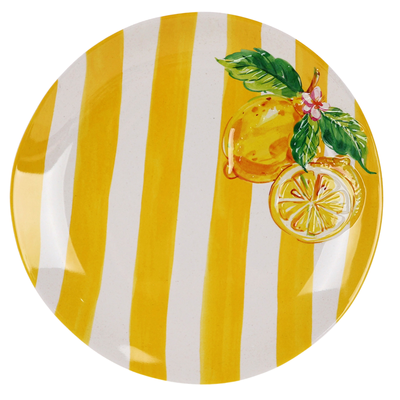 Prato Raso Melamina Desenho Limão Amarelo 27,7cm