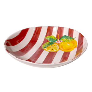 Saladeira Melamina Desenho Limão Vermelha 31x31x7cm