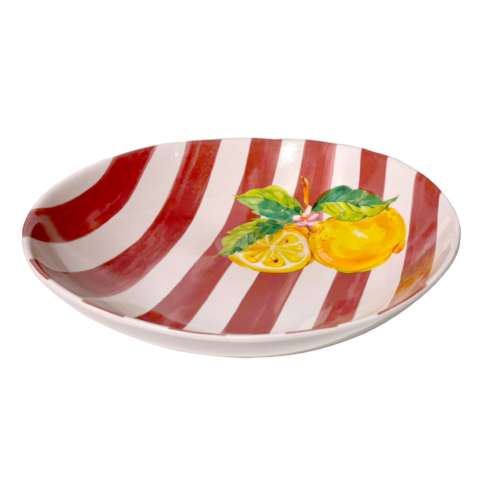 Saladeira Melamina Desenho Limão Vermelha 31x31x7cm