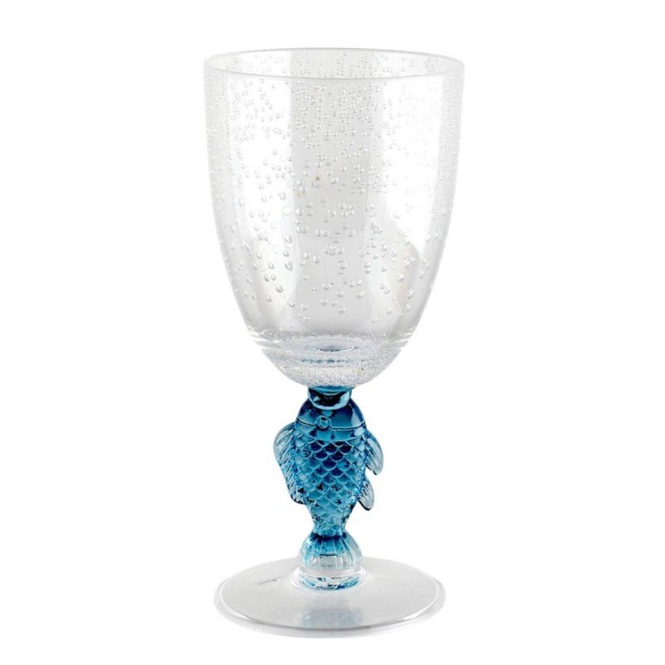 Taça Acrílico Detalhes Peixe e Bolhas Azul 350ml