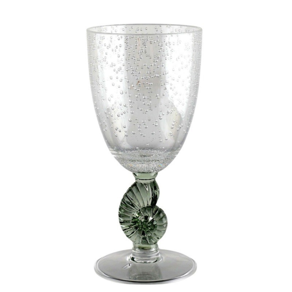 Taça Acrílico Detalhes Concha e Bolhas Verde 350ml
