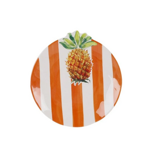 Prato de Sobremesa Melamina Desenho Abacaxi Laranja 22,9cm