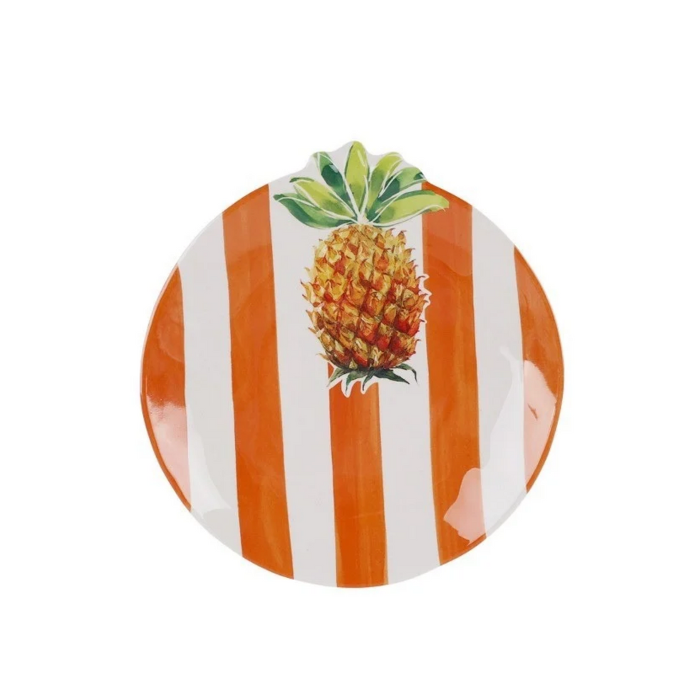 Prato de Sobremesa Melamina Desenho Abacaxi Laranja 22,9cm