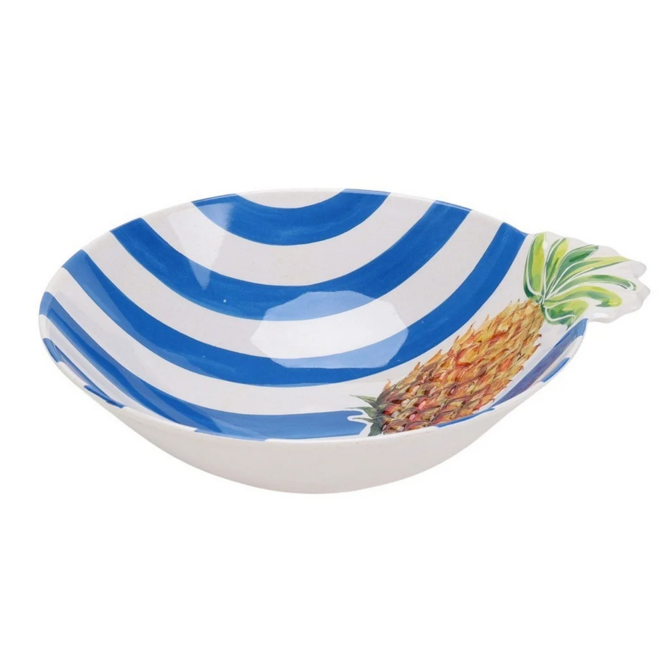 Saladeira Melamina Desenho Abacaxi Azul 37x32,5x10,8cm