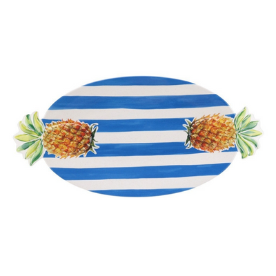Bandeja Melamina Desenho Abacaxi Azul 53,5x26x2,8cm