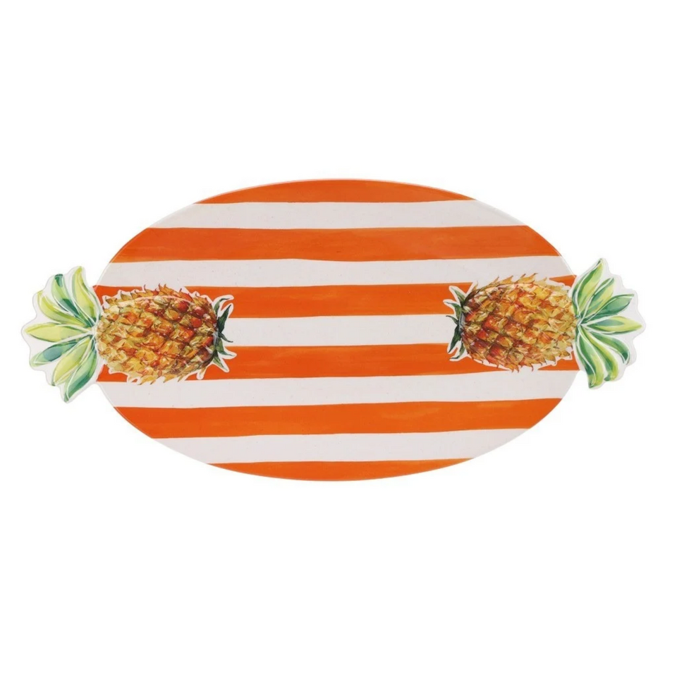 Bandeja Melamina Desenho Abacaxi LaranJa 53,5x26x2,8cm