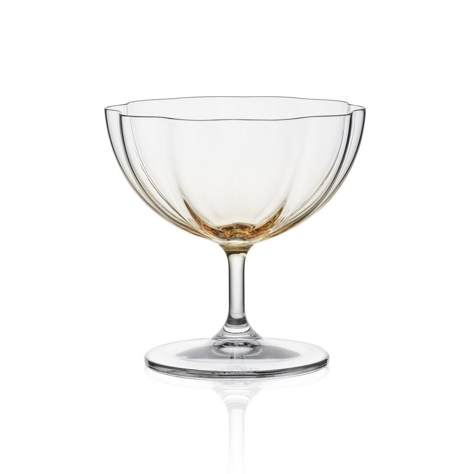 Jogo 3 Taças para Sobremesa Cristal Bohemia Blommé Amarela 220ml