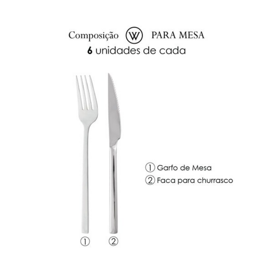 Jogo para Churrasco Aço Inox Firenze 12 peças Wolff