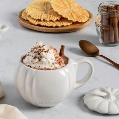 PRÉ-VENDA: Caneca Abóbora Cerâmica Branca 400ml Le Creuset