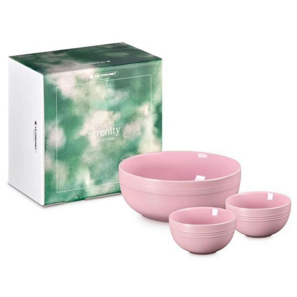 PRÉ-VENDA: Kit 3 Bowls Redondos Cerâmica Sphere Serenity Sugar Pink Le Creuset
