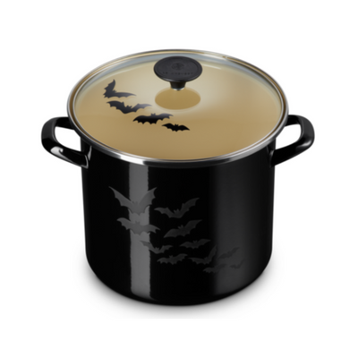 PRÉ-VENDA: Stockpot Morcego Aço Esmaltado Black Onyx com Tampa Vidro e Pegador Inox 7,6L 22cm Le Creuset
